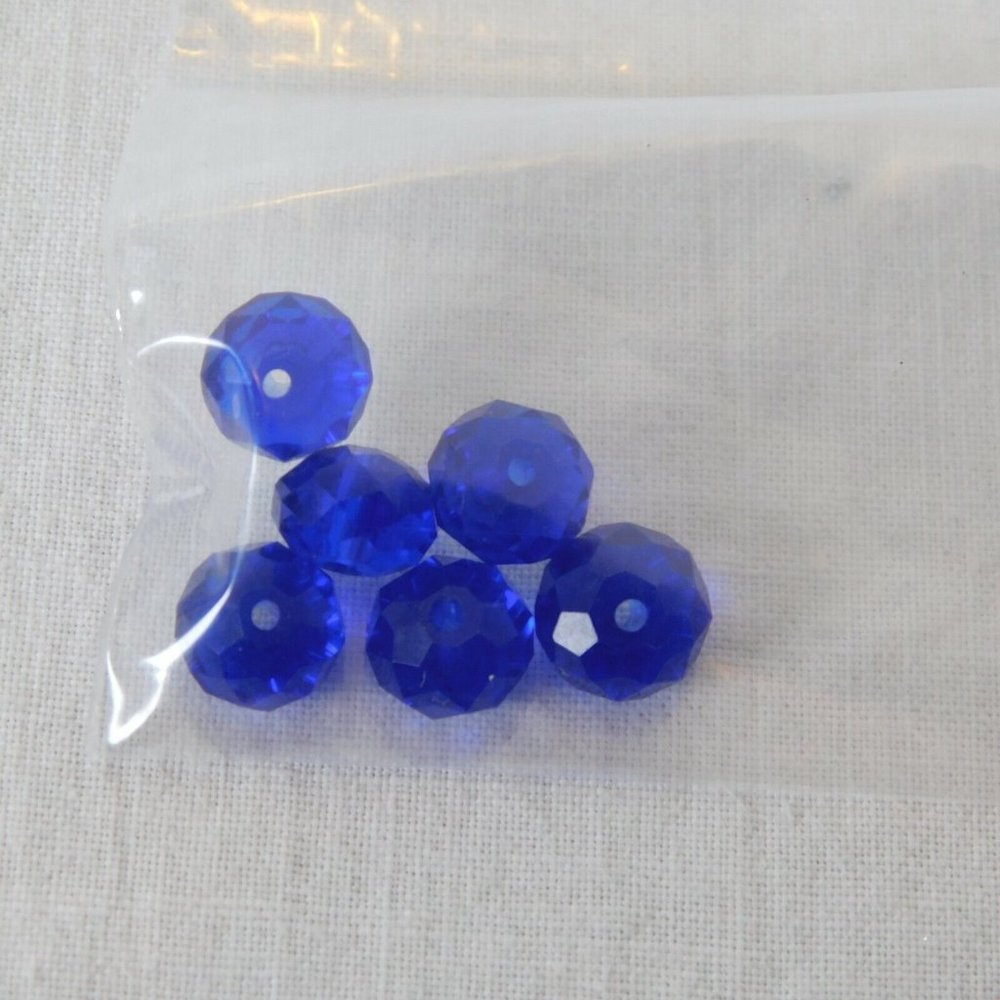Blue Beads Mixed 8 Packs Round Teardrop Oval Wheels Solid Stripe Faceted Various - Picture 8 of 9